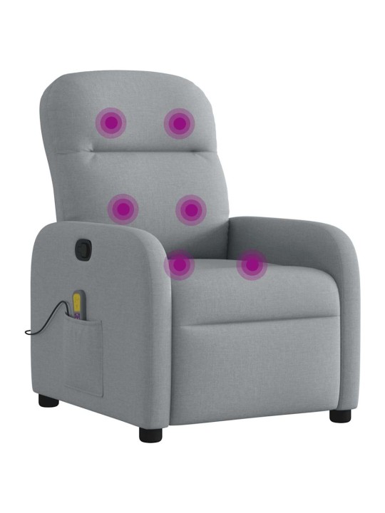 Masážní polohovací křeslo světle šedé textil