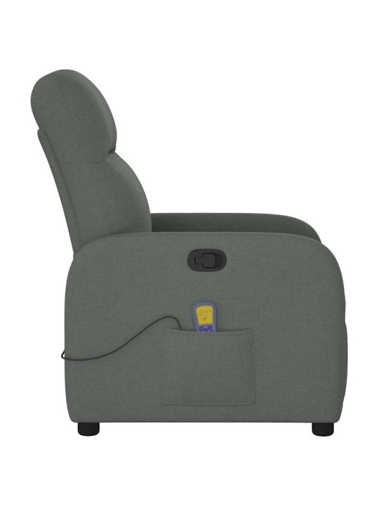 Masážní polohovací křeslo tmavě šedé textil
