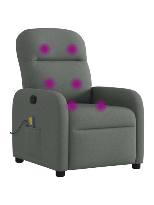 Masážní polohovací křeslo tmavě šedé textil
