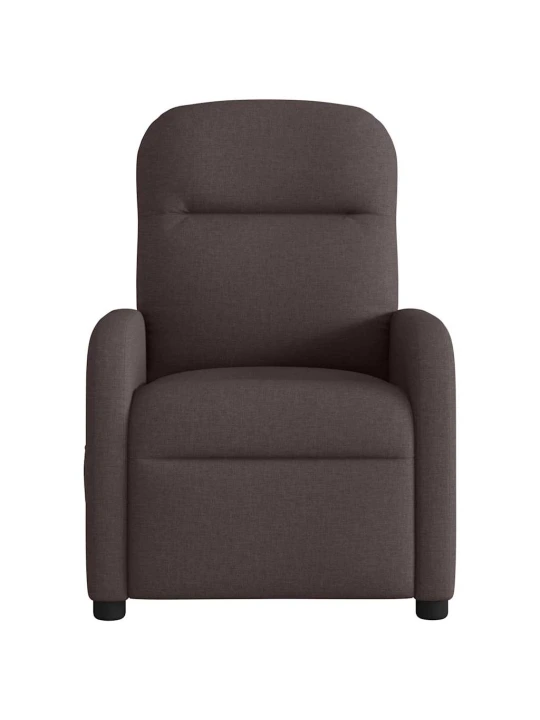 Masážní polohovací křeslo tmavě hnědé textil