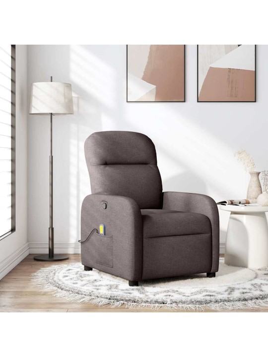 Masážní polohovací křeslo tmavě hnědé textil