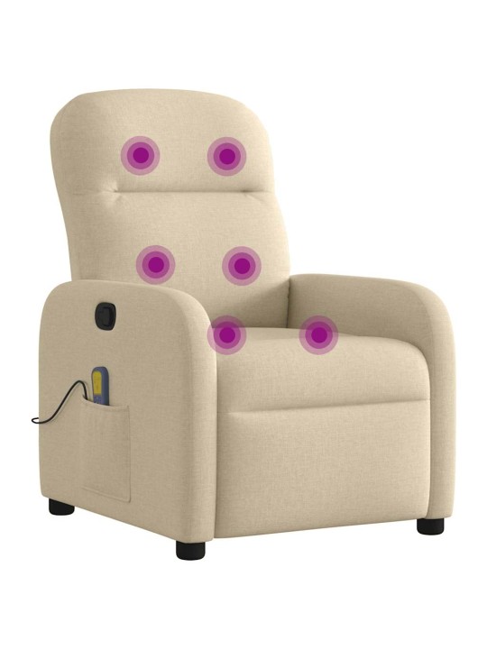 Masážní polohovací křeslo krémové textil
