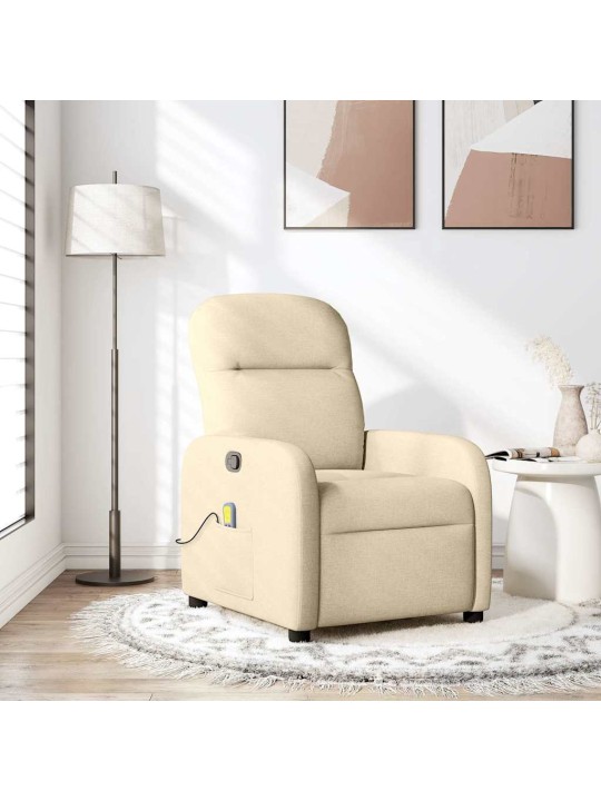 Masážní polohovací křeslo krémové textil