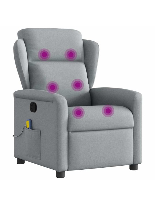 Masážní polohovací křeslo světle šedé textil