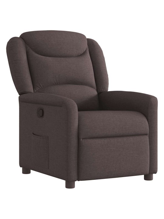 Polohovací křeslo tmavě hnědé textil