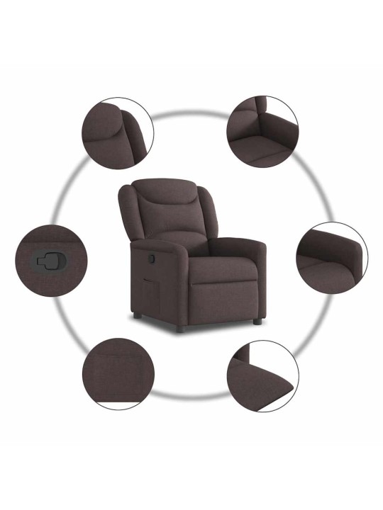 Polohovací křeslo tmavě hnědé textil