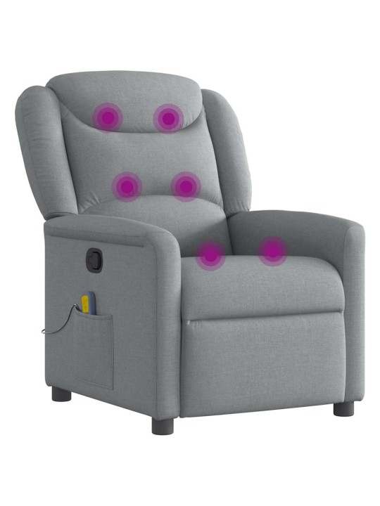 Masážní polohovací křeslo světle šedé textil