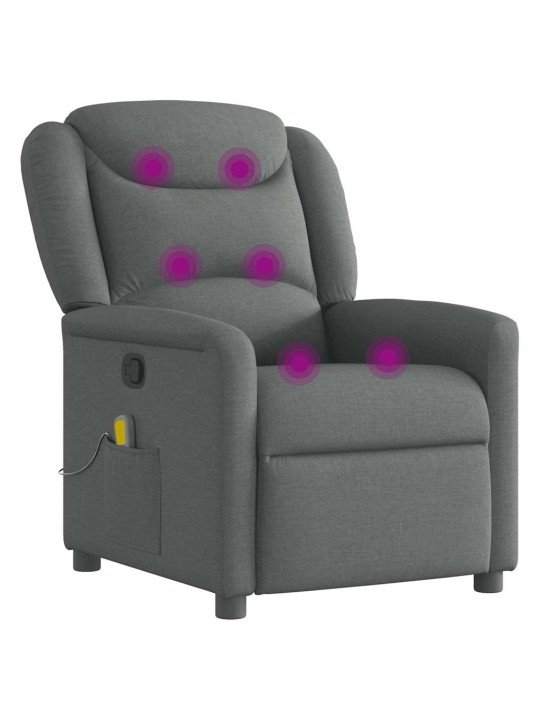 Masážní polohovací křeslo tmavě šedé textil