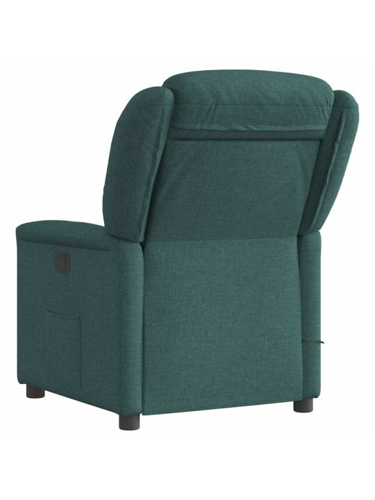 Masážní polohovací křeslo tmavě zelené textil