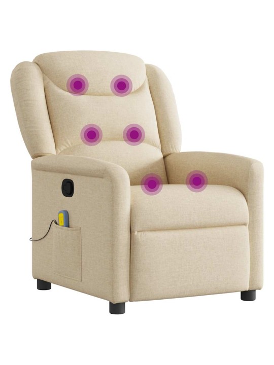 Masážní polohovací křeslo krémové textil