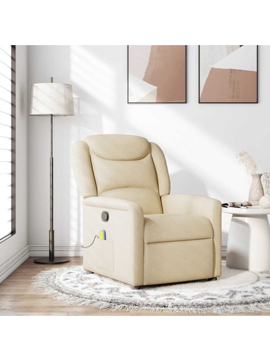 Masážní polohovací křeslo krémové textil