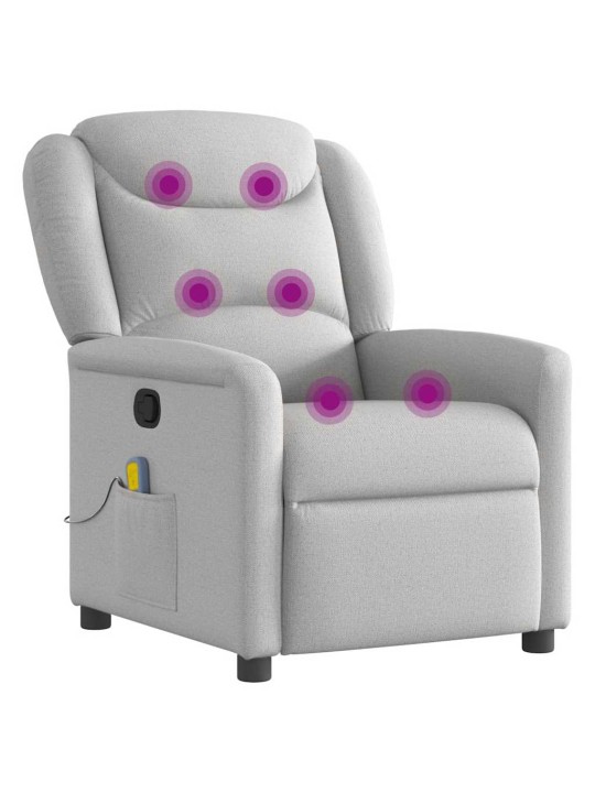 Masážní polohovací křeslo obláčkově šedá textil