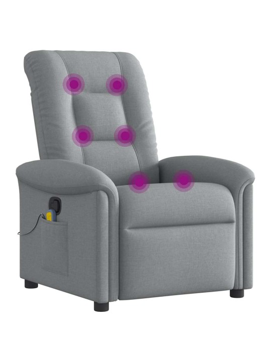 Masážní polohovací křeslo světle šedé textil