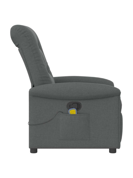 Masážní polohovací křeslo tmavě šedé textil