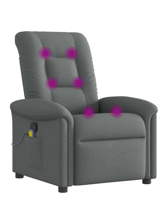 Masážní polohovací křeslo tmavě šedé textil