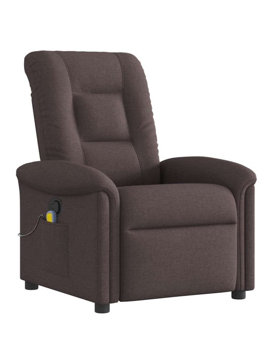 Masážní polohovací křeslo tmavě hnědé textil