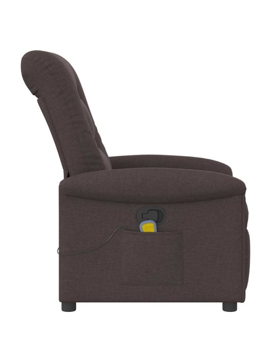 Masážní polohovací křeslo tmavě hnědé textil
