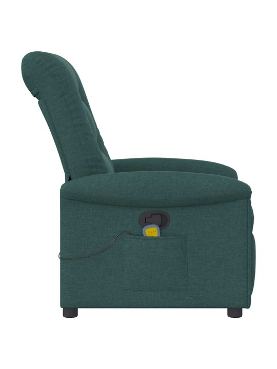 Masážní polohovací křeslo tmavě zelené textil