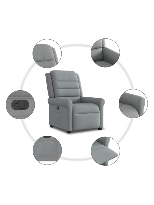 Polohovací křeslo světle šedé textil