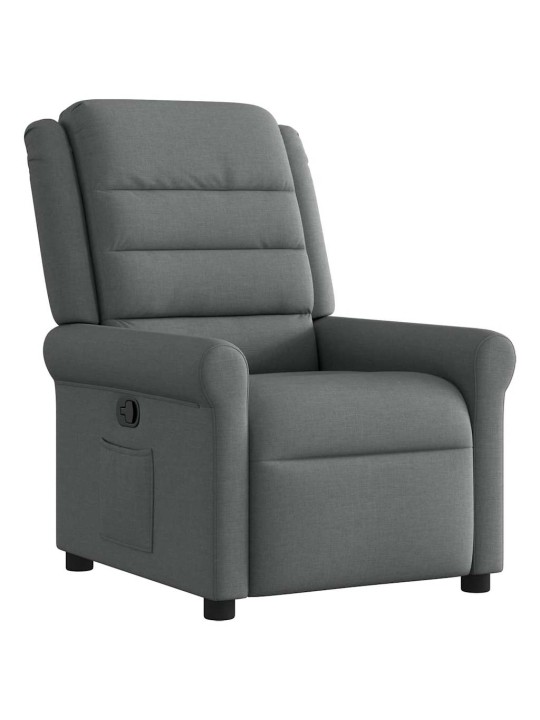 Polohovací křeslo tmavě šedé textil