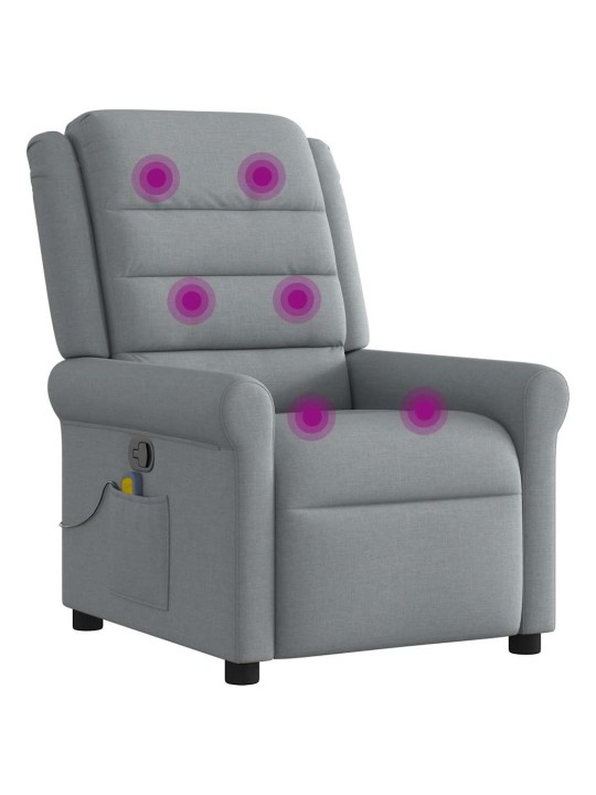 Masážní polohovací křeslo světle šedé textil