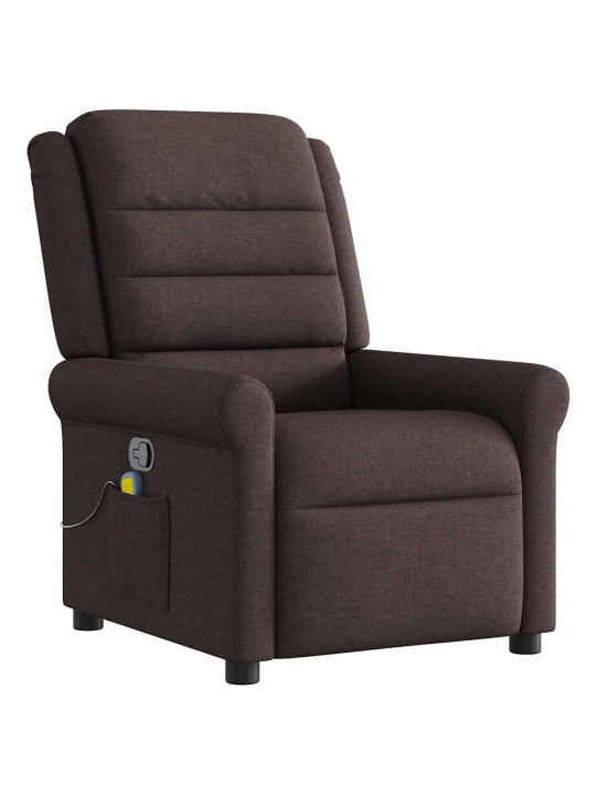 Masážní polohovací křeslo tmavě hnědé textil