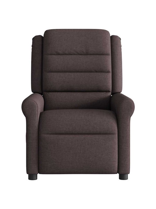 Masážní polohovací křeslo tmavě hnědé textil