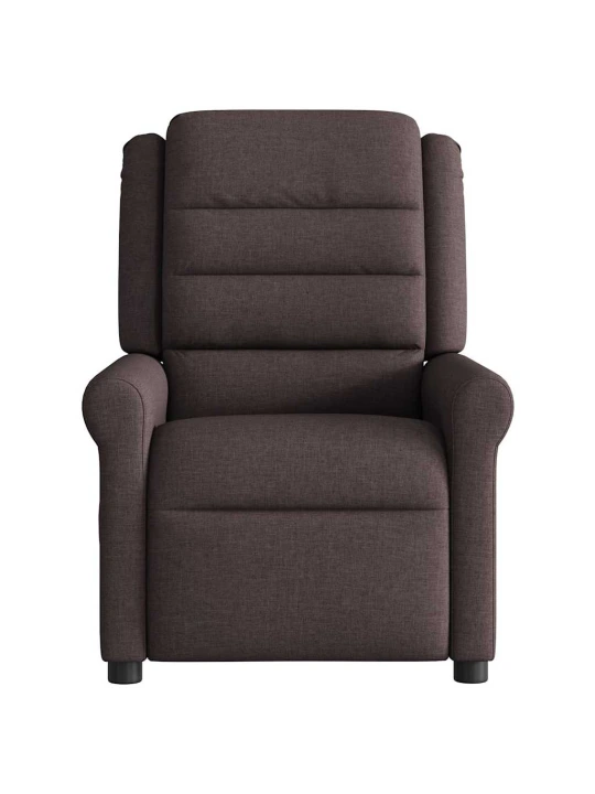 Masážní polohovací křeslo tmavě hnědé textil