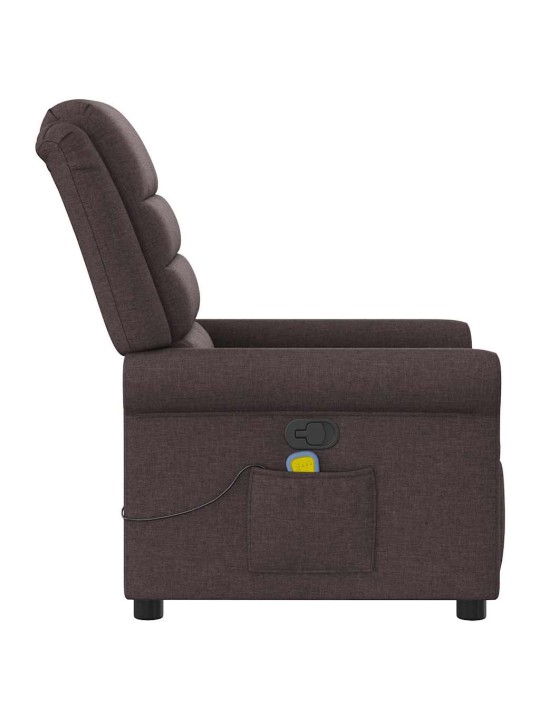 Masážní polohovací křeslo tmavě hnědé textil