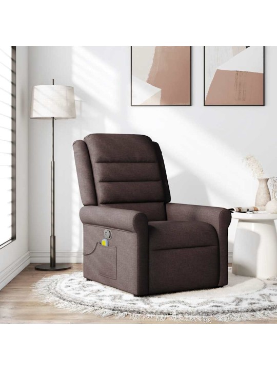 Masážní polohovací křeslo tmavě hnědé textil