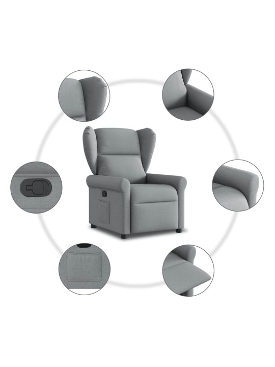 Polohovací křeslo světle šedé textil