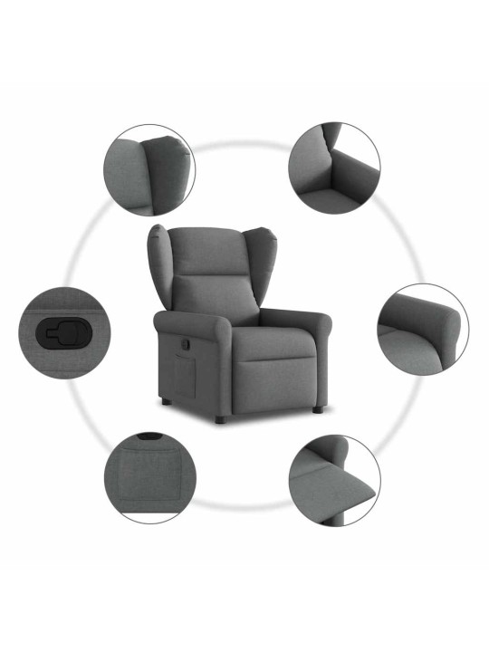 Polohovací křeslo tmavě šedé textil
