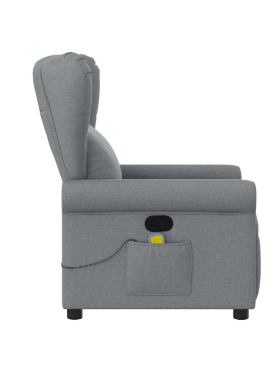 Masážní polohovací křeslo světle šedé textil