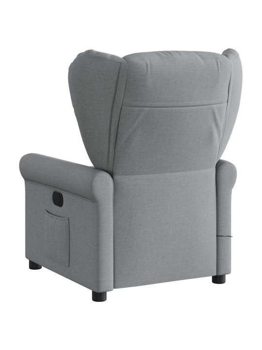 Masážní polohovací křeslo světle šedé textil