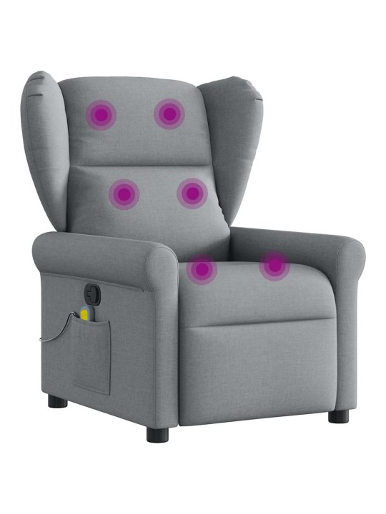 Masážní polohovací křeslo světle šedé textil