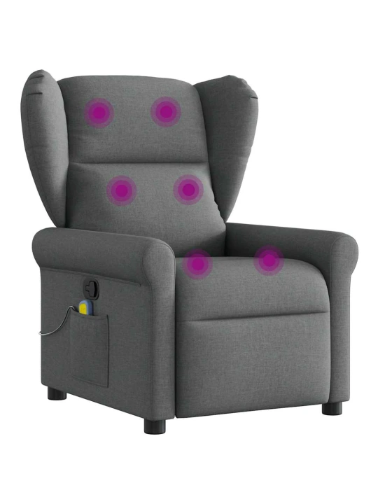 Masážní polohovací křeslo tmavě šedé textil