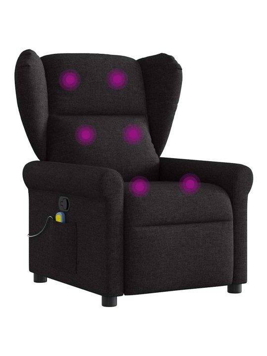 Masážní polohovací křeslo černé textil