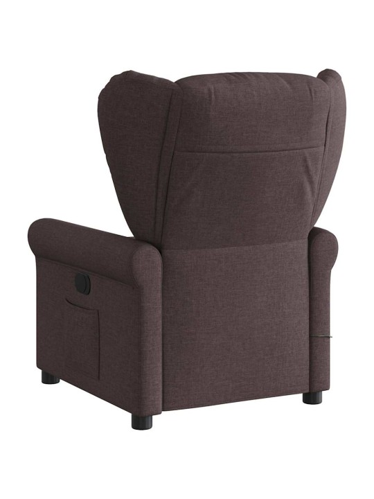 Masážní polohovací křeslo tmavě hnědé textil