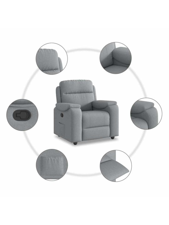 Polohovací křeslo světle šedé textil