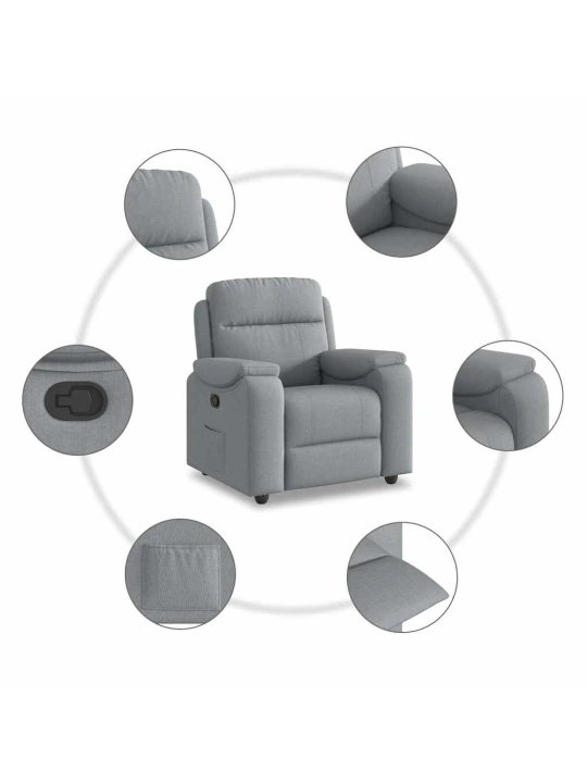 Polohovací křeslo světle šedé textil
