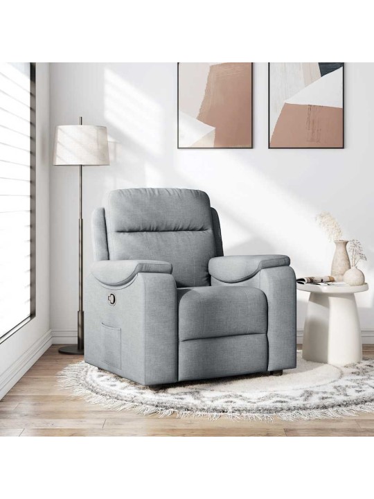 Polohovací křeslo světle šedé textil