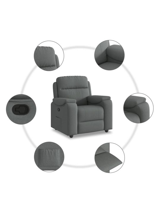 Polohovací křeslo tmavě šedé textil