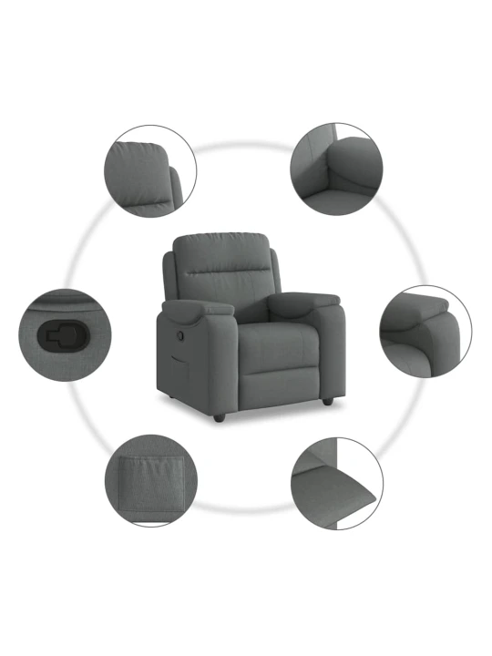 Polohovací křeslo tmavě šedé textil