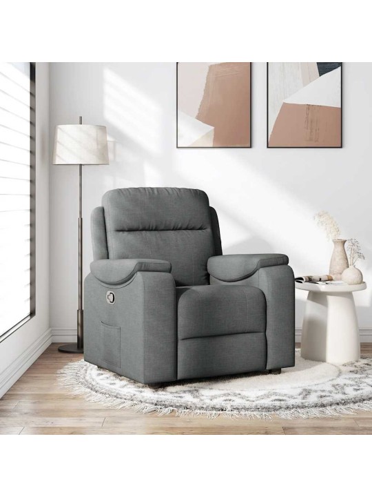 Polohovací křeslo tmavě šedé textil