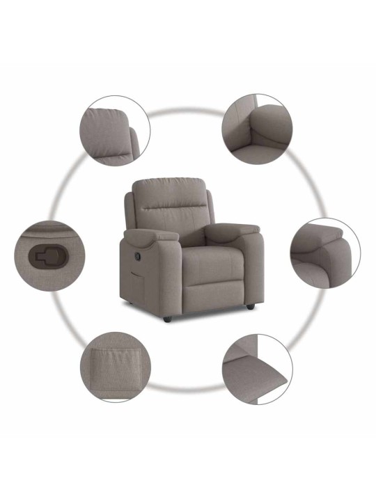 Polohovací křeslo taupe textil