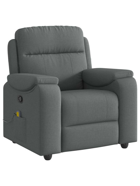 Masážní polohovací křeslo tmavě šedé textil
