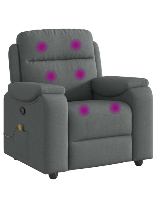 Masážní polohovací křeslo tmavě šedé textil