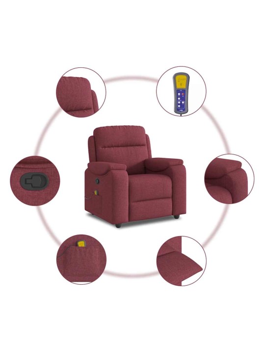 Masážní polohovací křeslo vínové textil