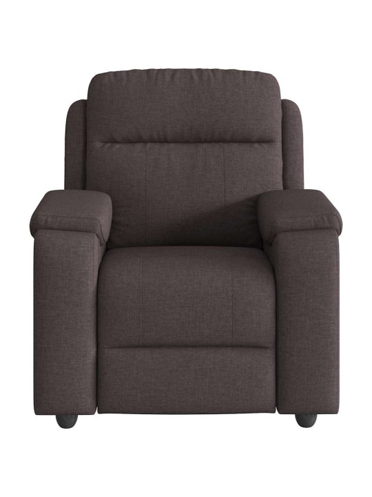 Masážní polohovací křeslo tmavě hnědé textil