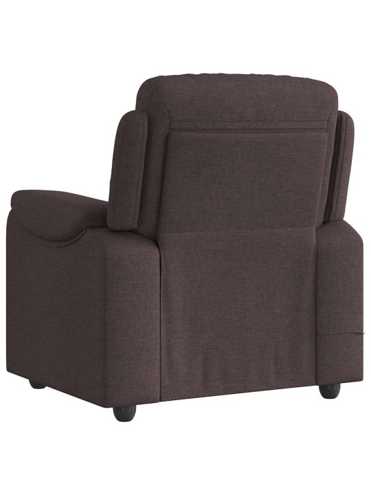 Masážní polohovací křeslo tmavě hnědé textil